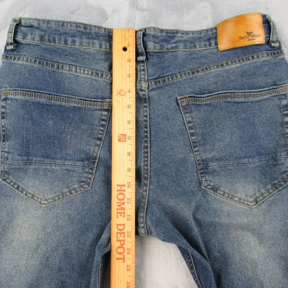 Smith & Mills Mens Stretch Denim Jeans Medium Wash Size 36 Classic Fit‎ Blue
